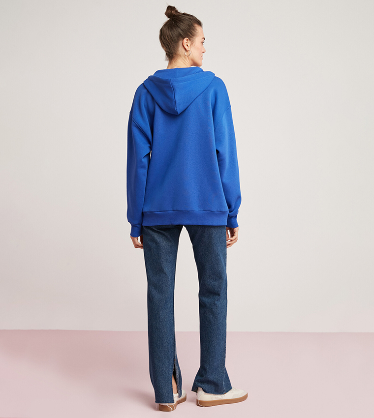 Zip Front Long Sleeves Hooded Jacket