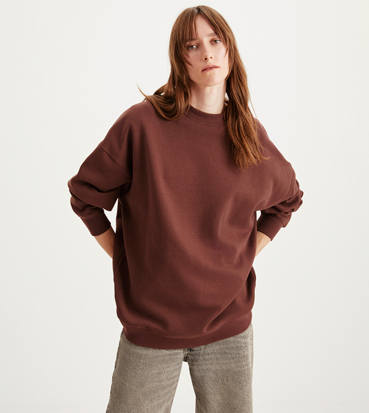 Oversized 2025 brown sweatshirt