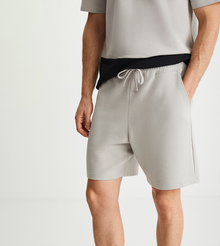 Ribbed Drawstring Waist Shorts