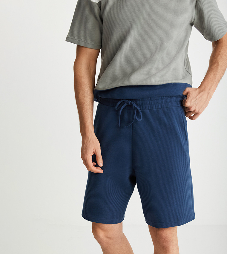 Ribbed Drawstring Waist Shorts