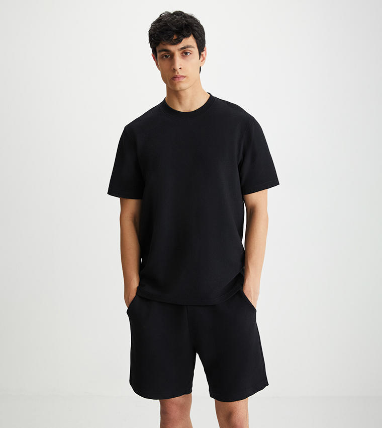 Ribbed Drawstring Waist Shorts