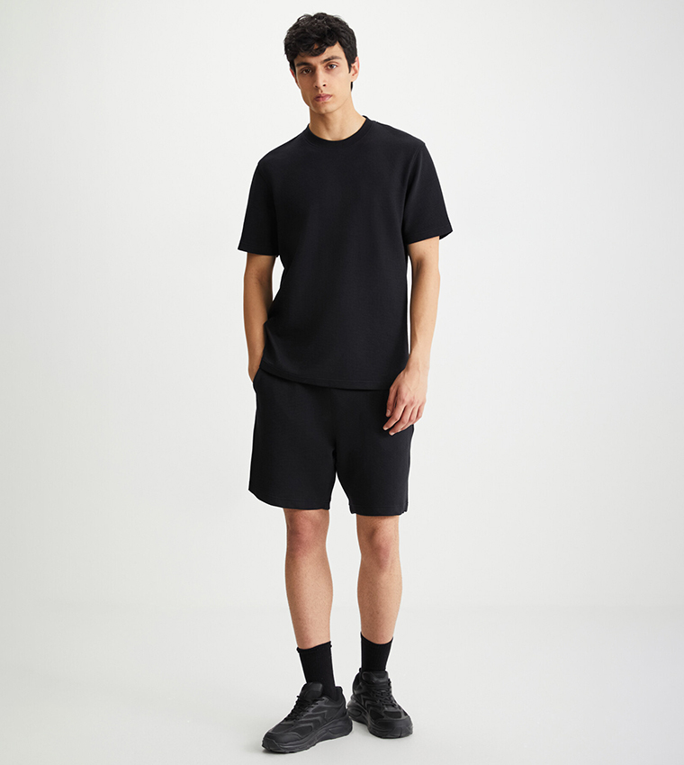 Ribbed Drawstring Waist Shorts