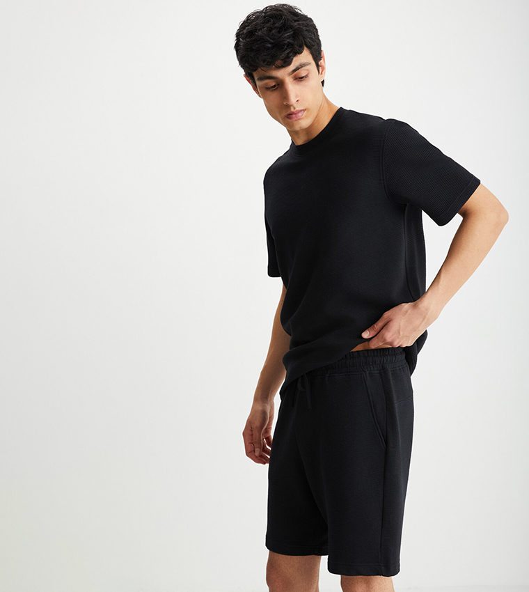Ribbed Drawstring Waist Shorts