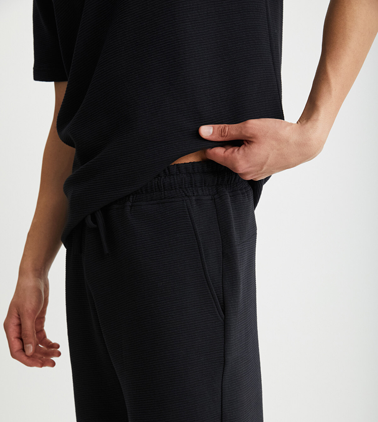 Ribbed Drawstring Waist Shorts