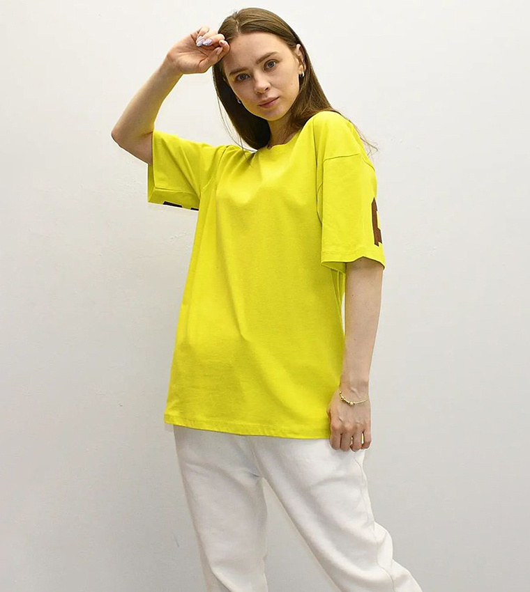 Women Printed Oversize White T-Shirt -- Madmext