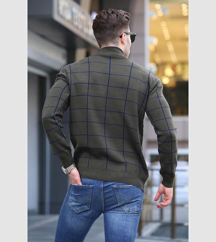 Patterned High Neck Sweater