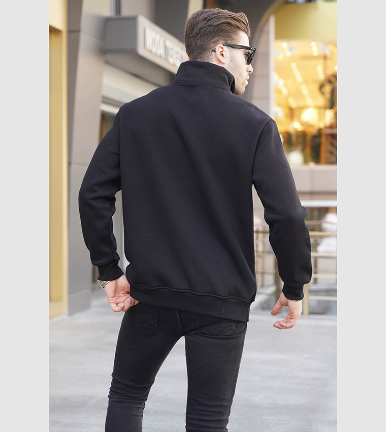 Embroidered High Neck Sweatshirt 