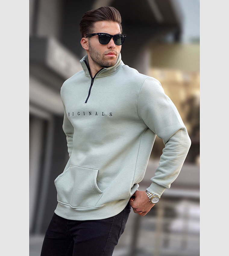 Embroidered High Neck Sweatshirt 