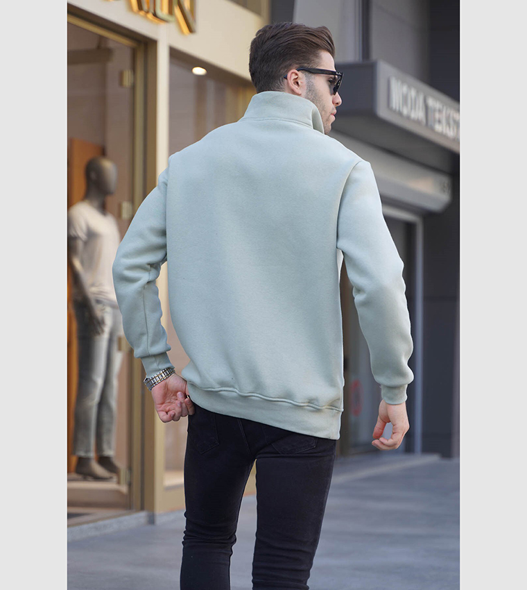 Embroidered High Neck Sweatshirt 