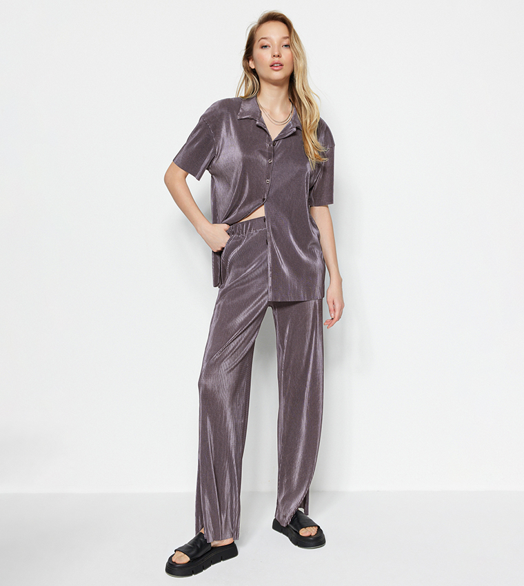 Ribbed Short Sleeves Pajama Set
