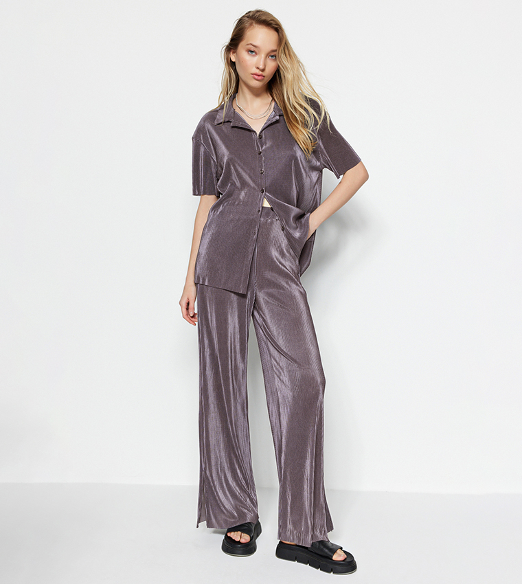 Ribbed Short Sleeves Pajama Set