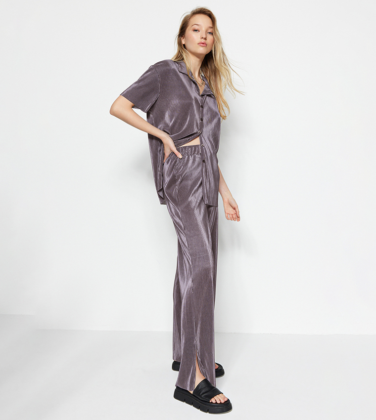 Ribbed Short Sleeves Pajama Set