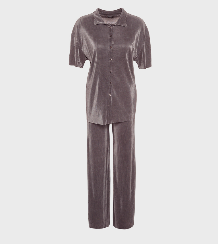 Ribbed Short Sleeves Pajama Set