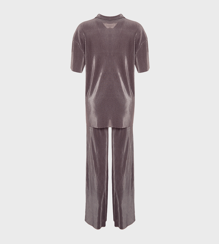 Ribbed Short Sleeves Pajama Set