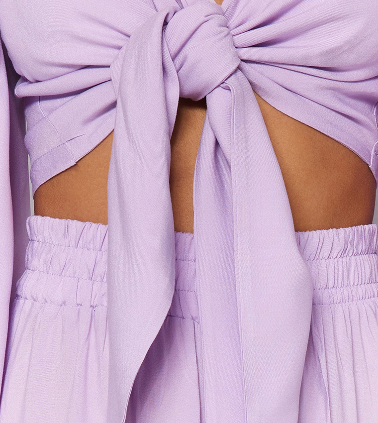 Solid Crop Top And Trouser Set