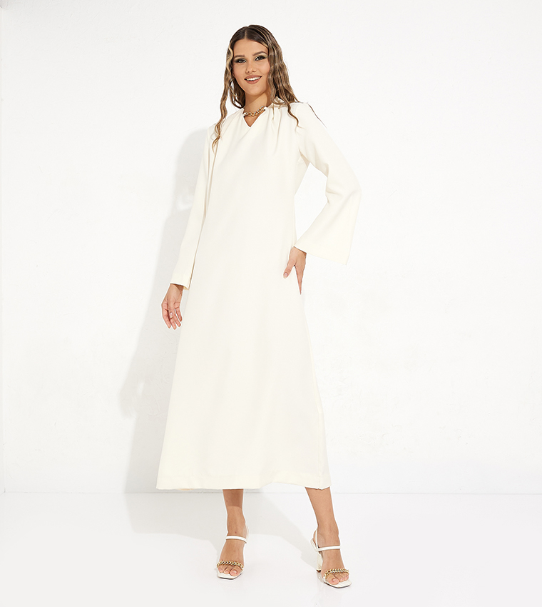 Chain Detail Woven Maxi Dress