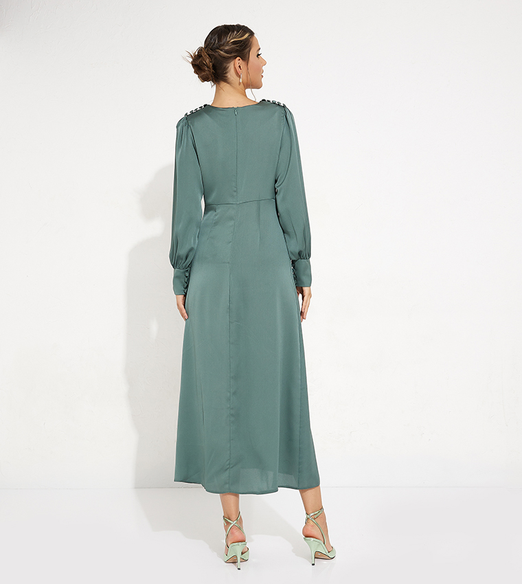 Gathered Detail Woven Maxi Dress