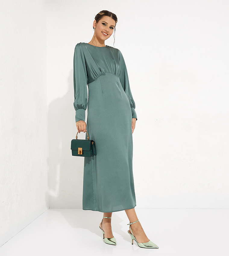 Gathered Detail Woven Maxi Dress
