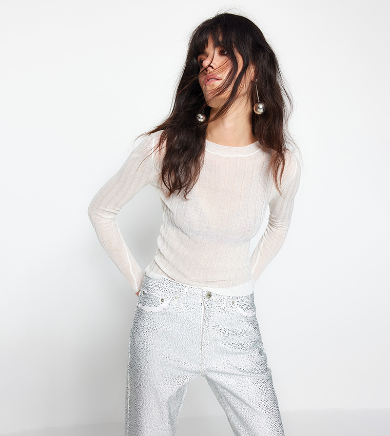 Sheer Long Sleeves Top