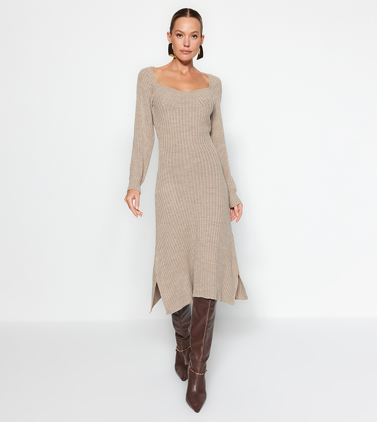 princess polly baby blue dress Rib Knit Midi Dress ERIKA CAVALLINI - Shop Online at BEIGE main image 0