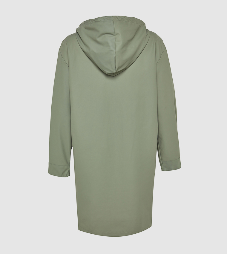 Solid Long Sleeves Oversized Raincoat