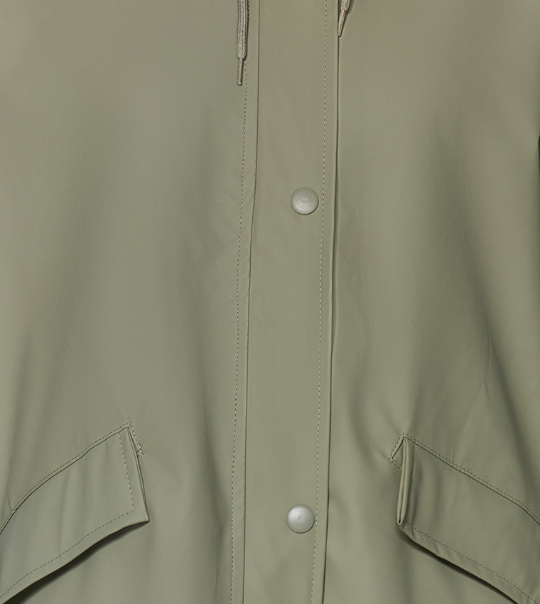 Solid Long Sleeves Oversized Raincoat