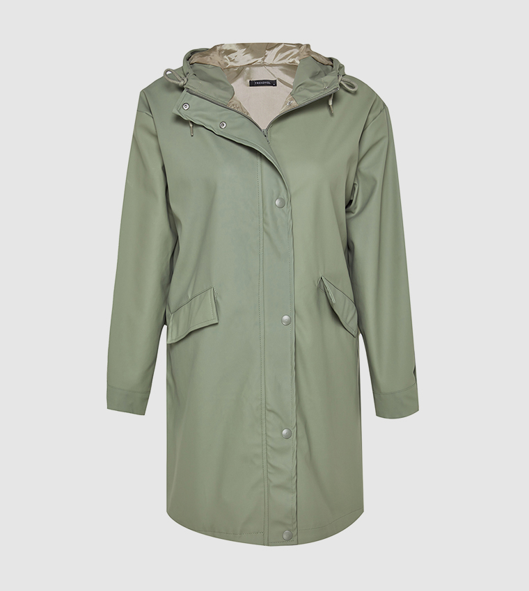 Solid Long Sleeves Oversized Raincoat