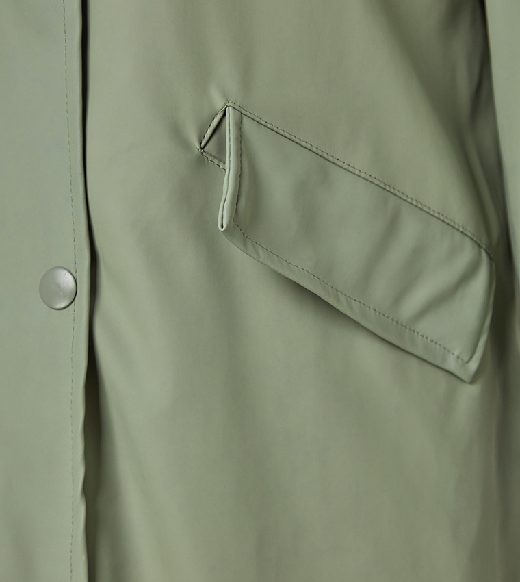 Solid Long Sleeves Oversized Raincoat