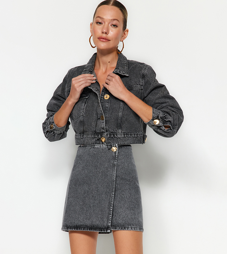 TRENDYOL Herren Denim Jacke Oversize - Basic Plain Design