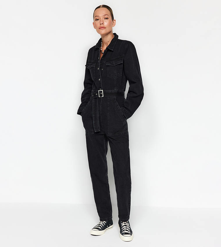 Black denim cheap boiler suit