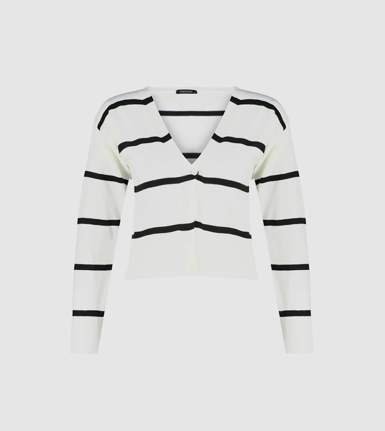 Striped V-Neck Cardigan