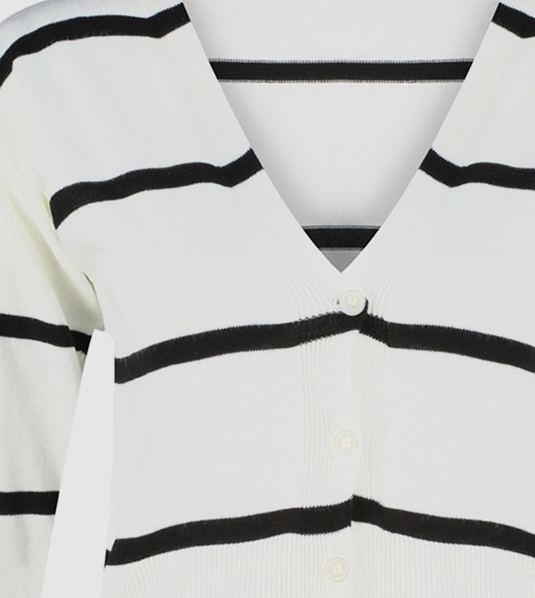 Striped V-Neck Cardigan