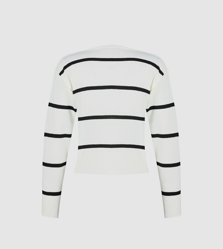 Striped V-Neck Cardigan