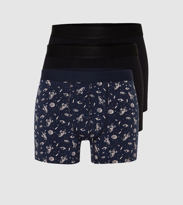 Buy Trendyol 3 Pack Cotton Trunks In Navy