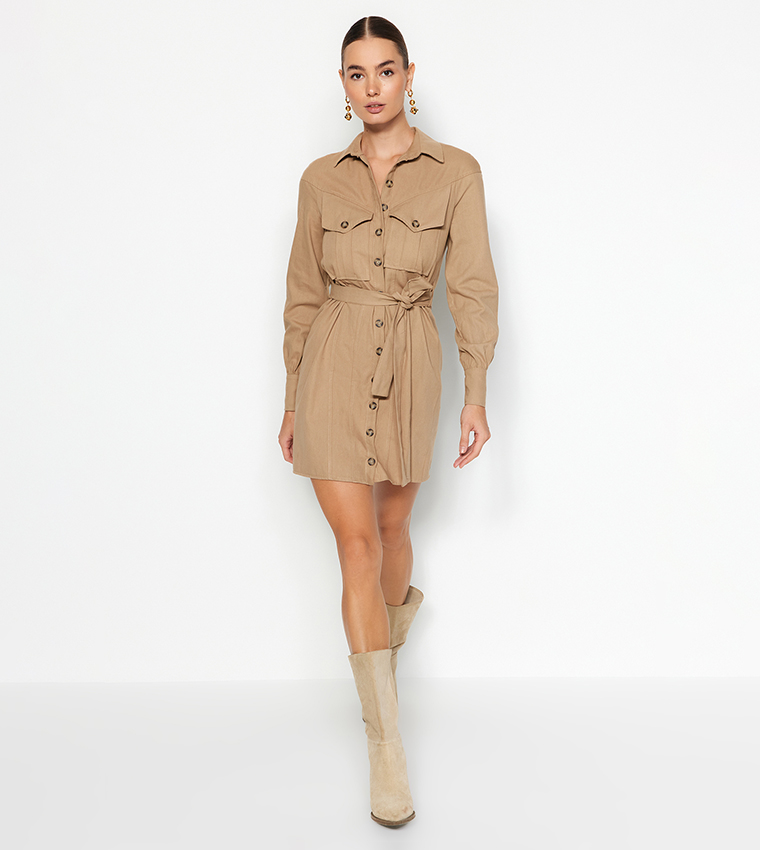 Camel utility hotsell shirt dress