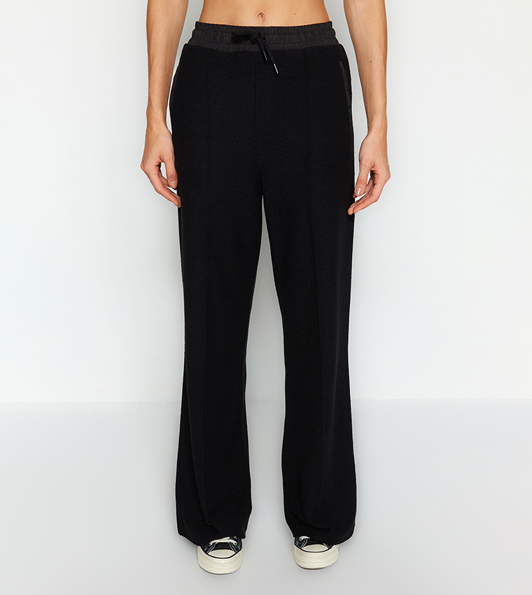 Solid Drawstring Waist Sweatpants