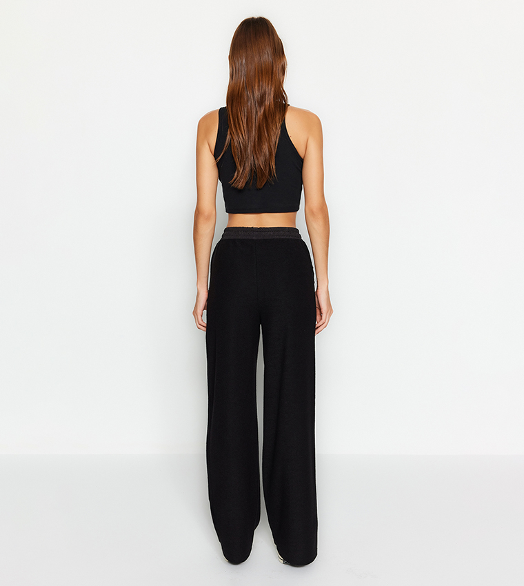Solid Drawstring Waist Sweatpants