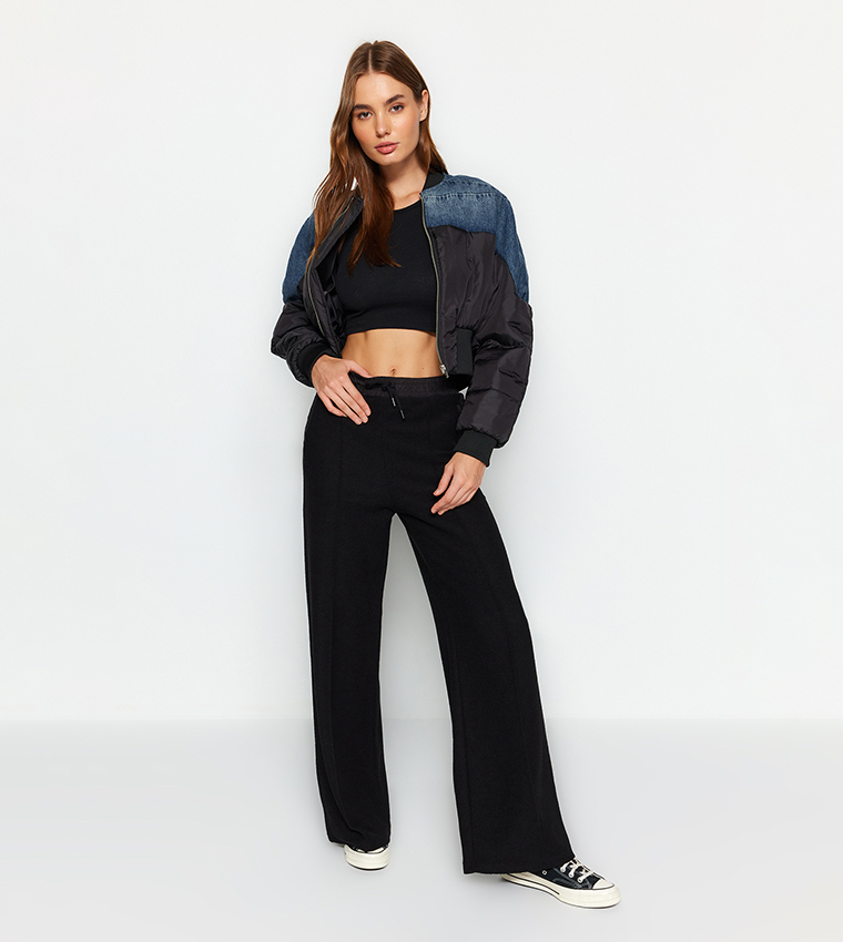 Solid Drawstring Waist Sweatpants