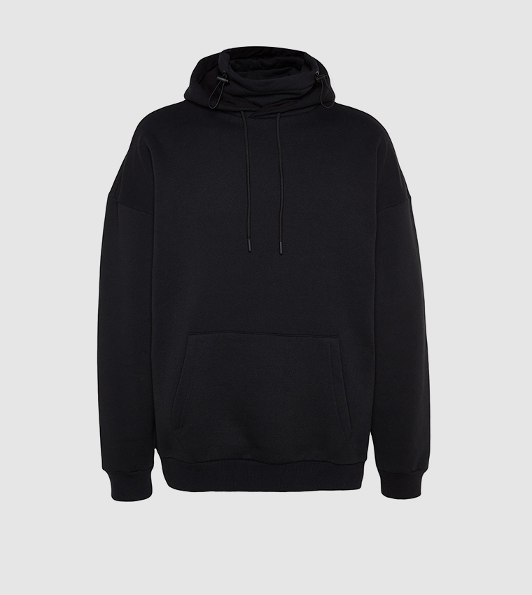 هودي سادة بأكمام طويلة ومقاس كبير 