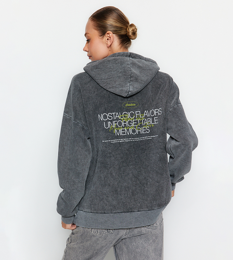 Washed Effect Oversized Hoodie