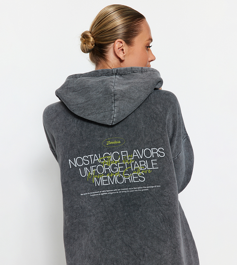 Washed Effect Oversized Hoodie