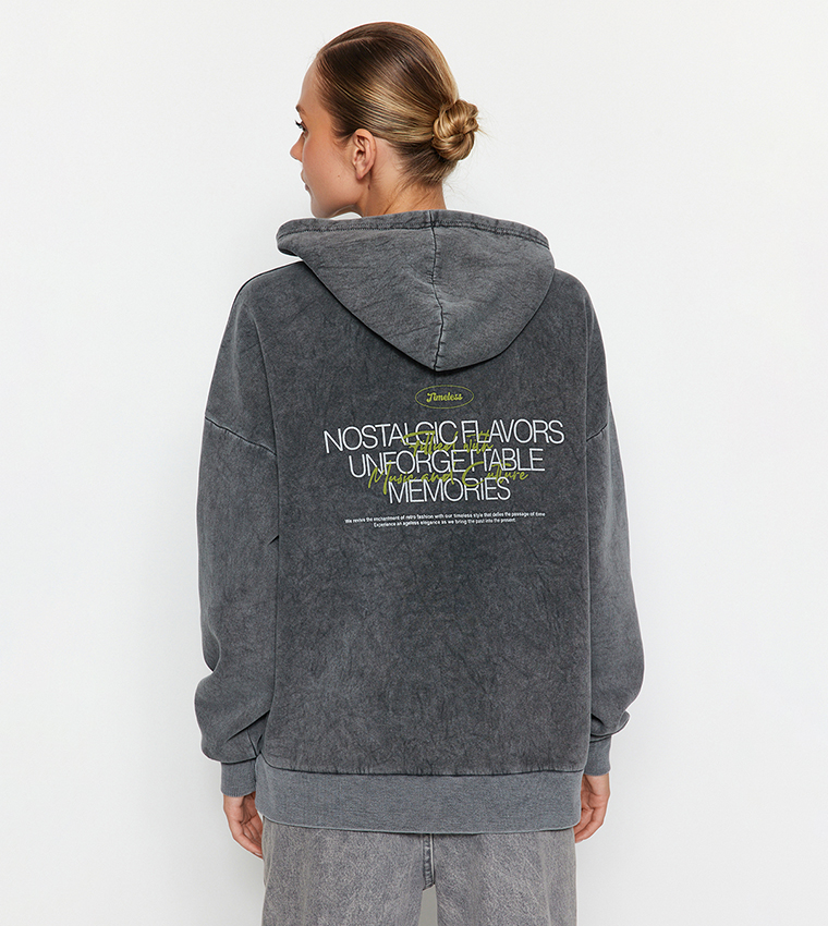 Washed Effect Oversized Hoodie