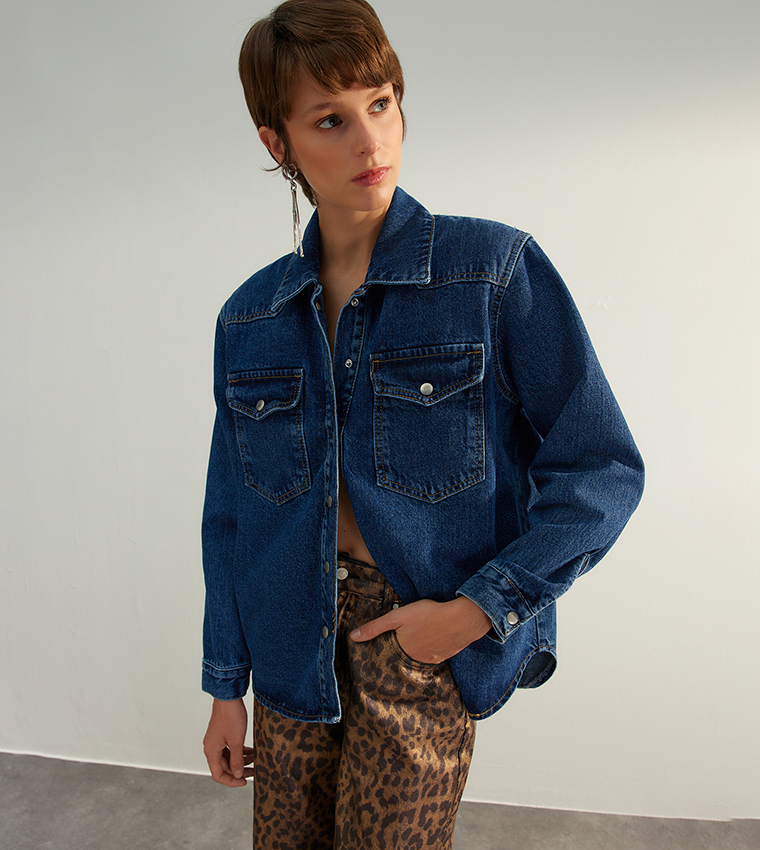 Padded denim sale jacket womens