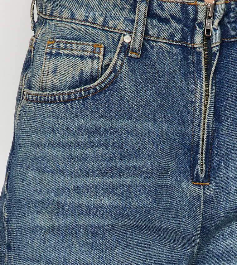 Faded Effect Vintage High-Rise Wide Leg Jeans