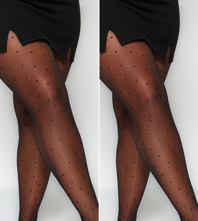 Buy Trendyol Pack Of 2 Polka Dots Stockings In Black