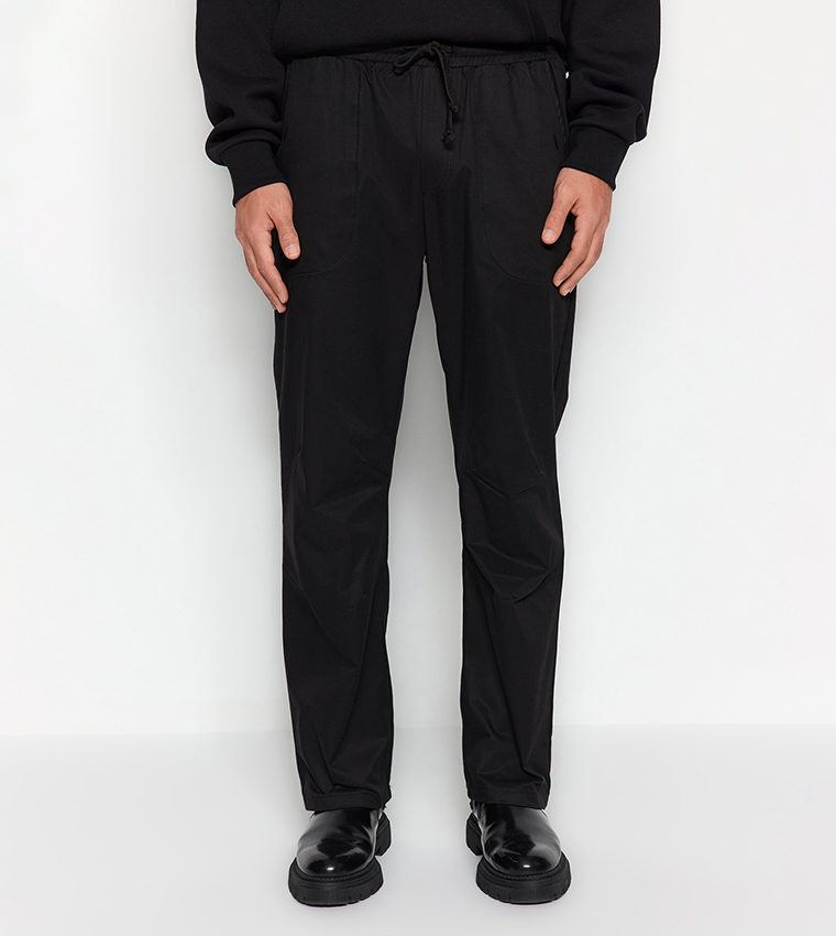 Solid Regular Fit Waist Lace Up Trouser