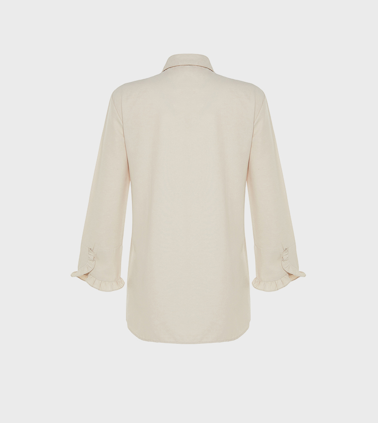 Solid Hidden Placket Woven Shirt