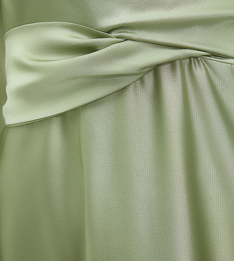 Solid Puff Sleeves Maxi Dress