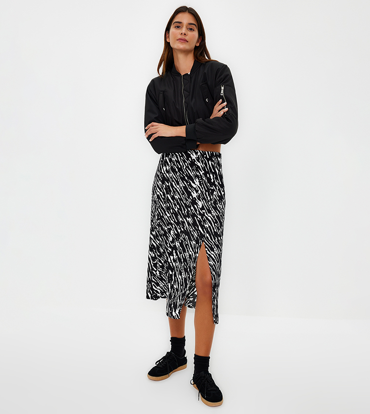 Patterned discount midi skirt