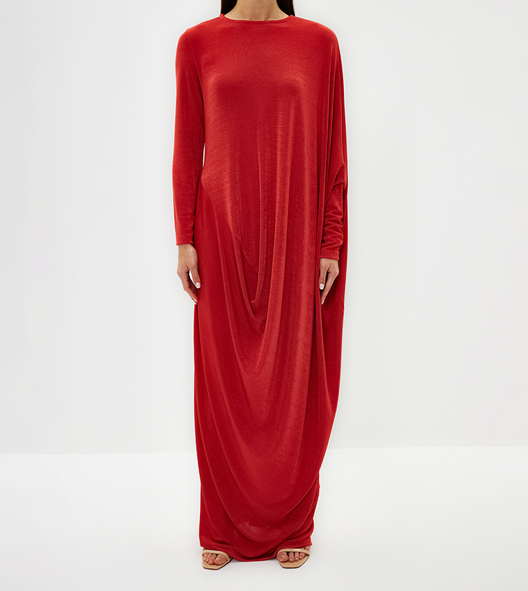 Solid Knitted Kaftan Dress